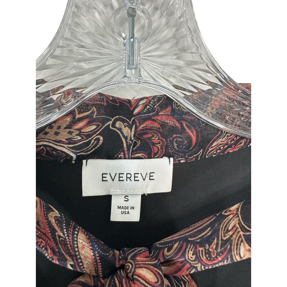 Evereve Dress Paisley Print Tie Front Chiffon Gremlin Forest‎ Eliza Midi Small - Picture 3 of 15